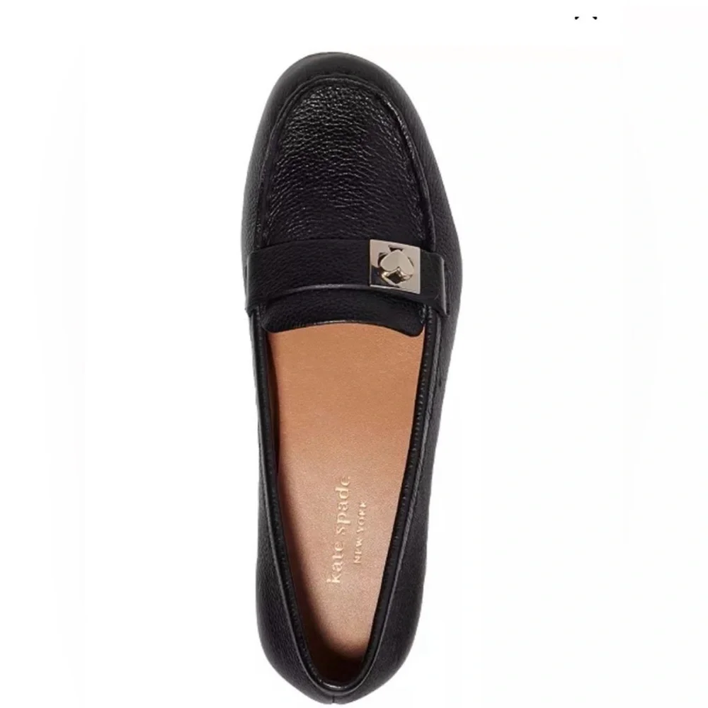 Kate Spade New York‎ Camilla Black Pebbled Leather Loafer Tan Sole sz 9.5B NIB